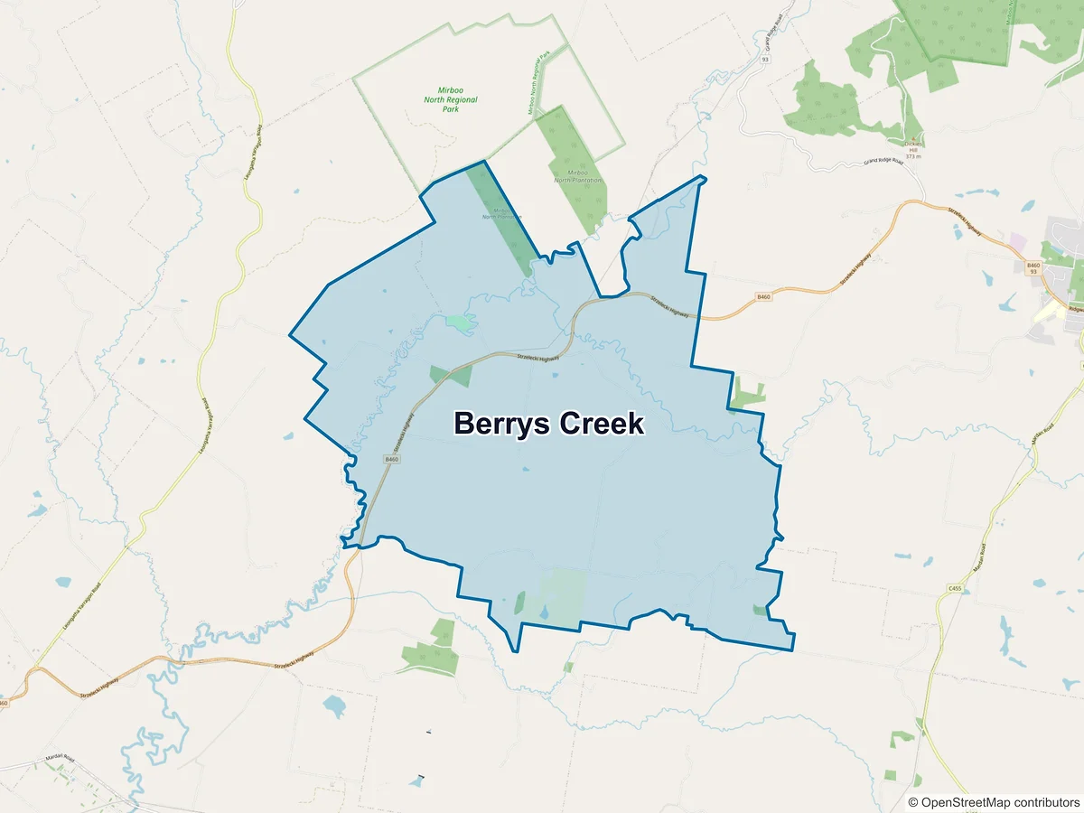 Map of Berrys Creek, VIC, Australia