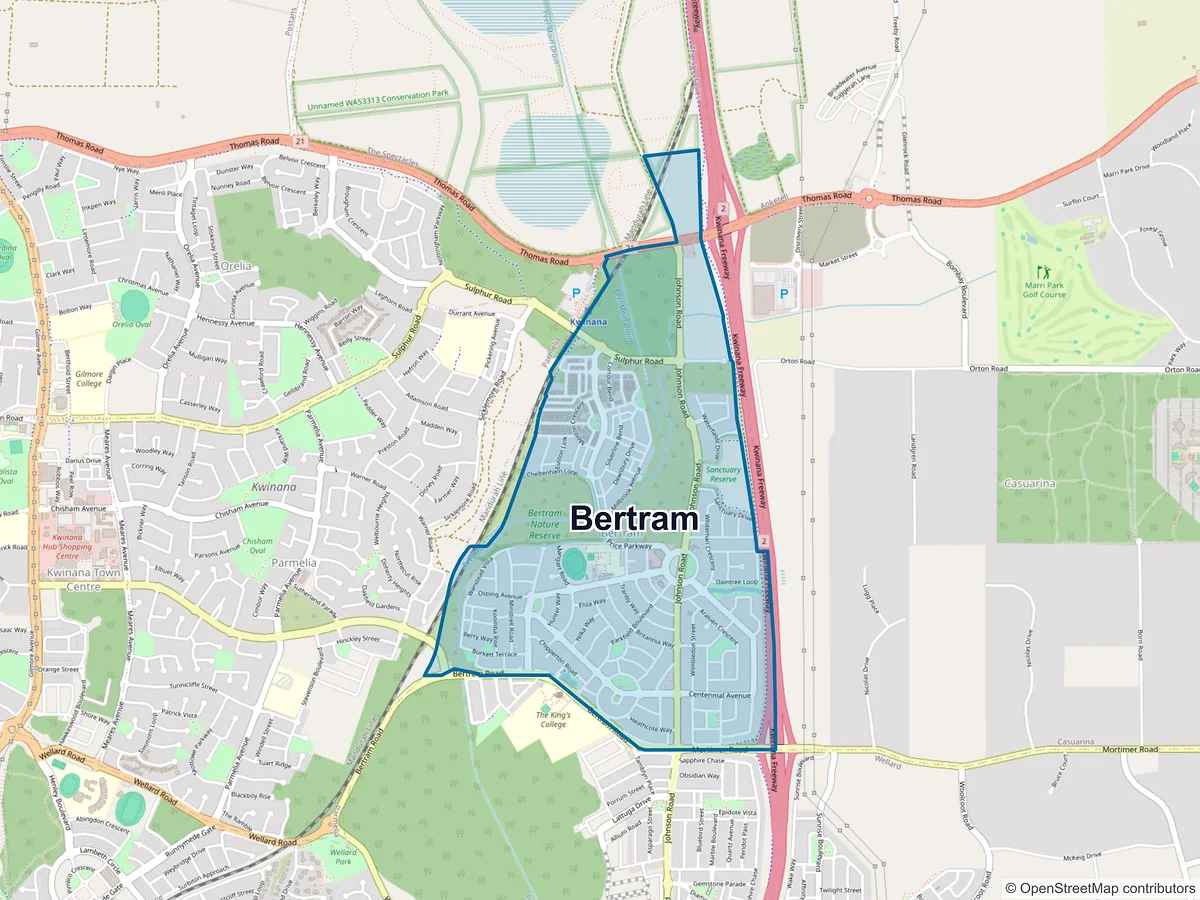 Map of Bertram, WA, Australia