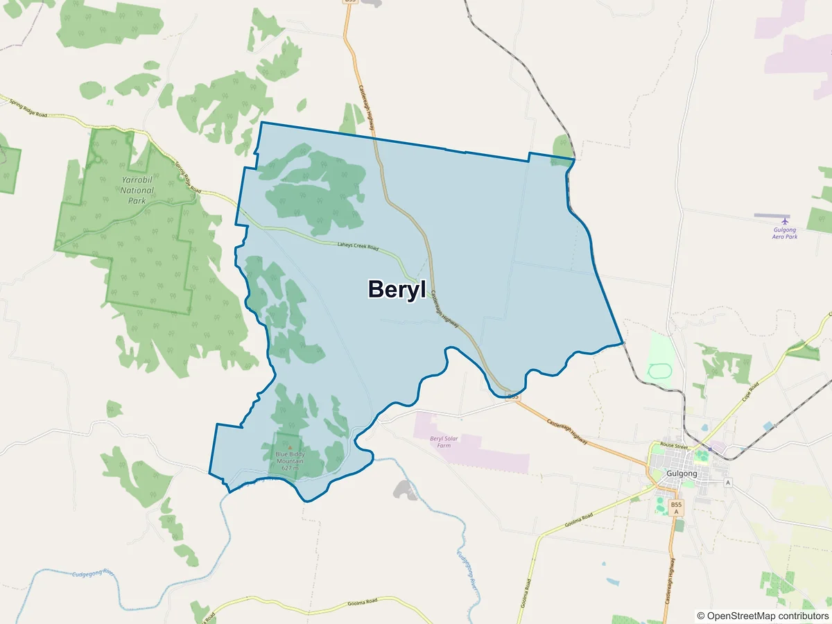 Map of Beryl, NSW, Australia