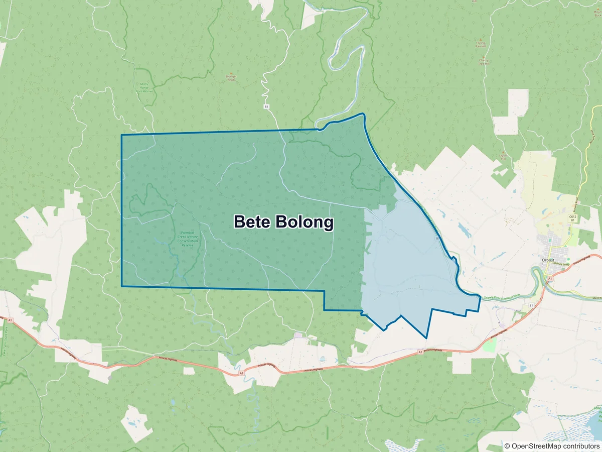 Map of Bete Bolong, VIC, Australia