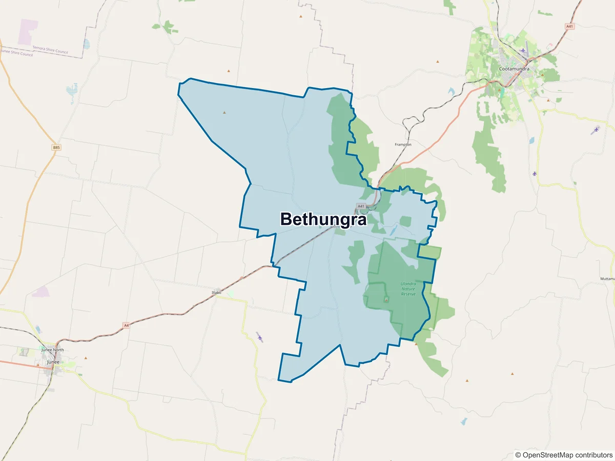 Map of Bethungra, NSW, Australia