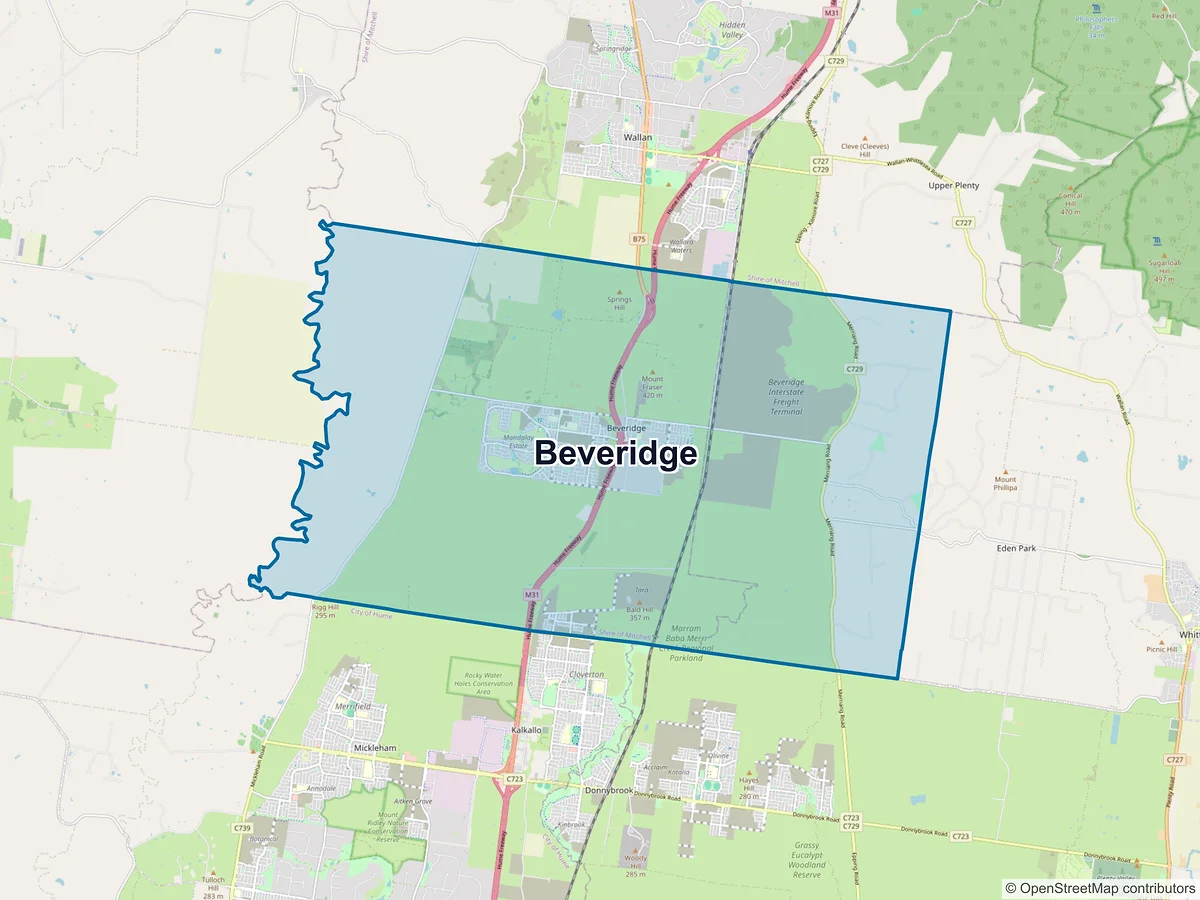 Map of Beveridge, VIC, Australia