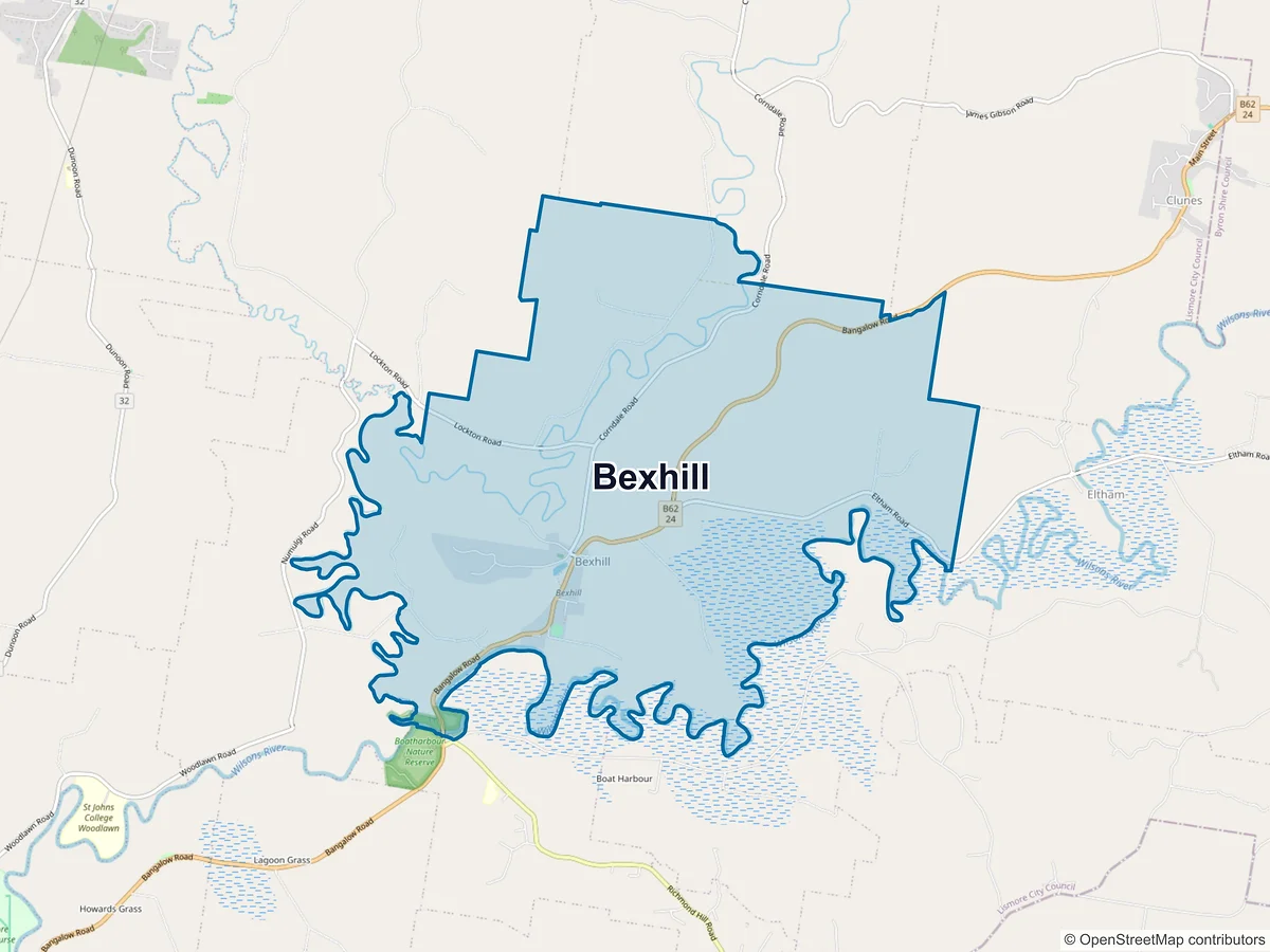Map of Bexhill, NSW, Australia