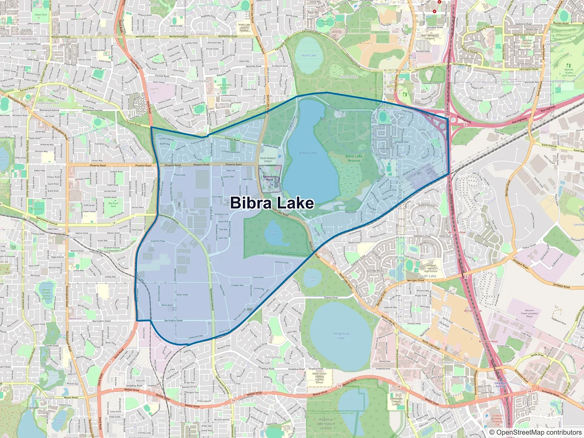 Map of Bibra Lake, WA, Australia