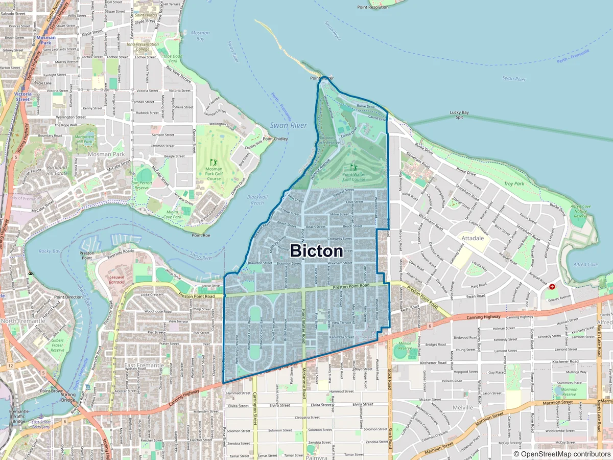 Map of Bicton, WA, Australia