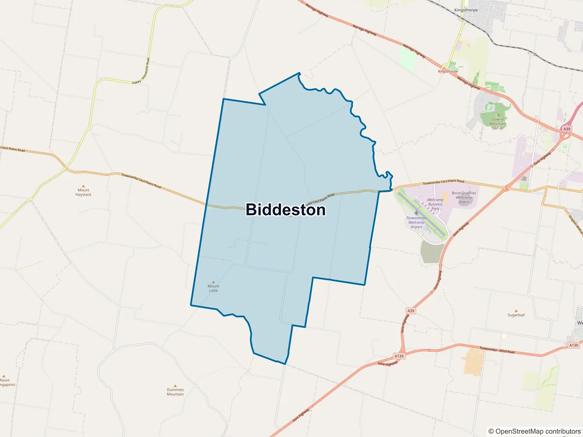 Map of Biddeston, QLD, Australia
