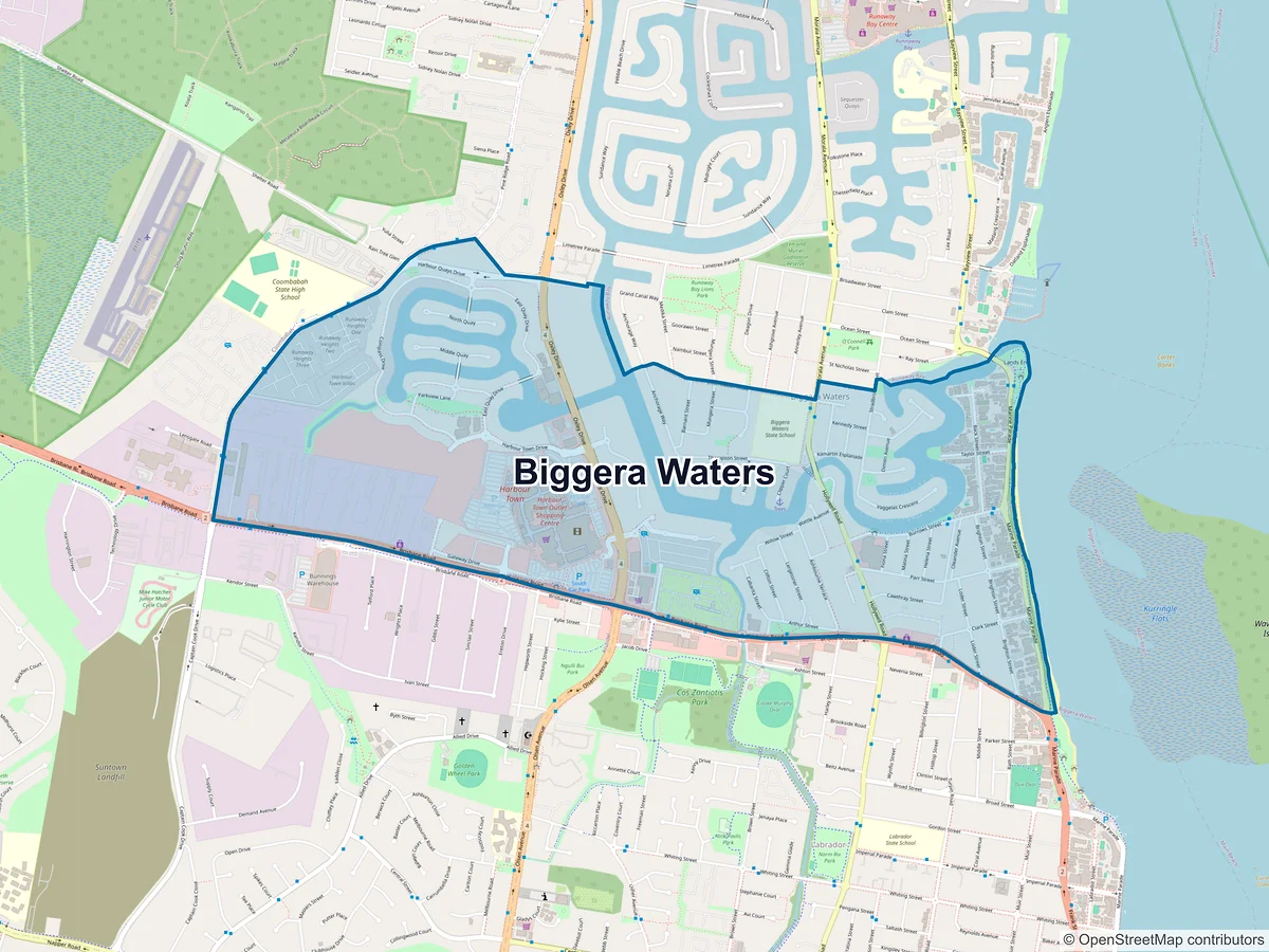 Map of Biggera Waters, QLD, Australia