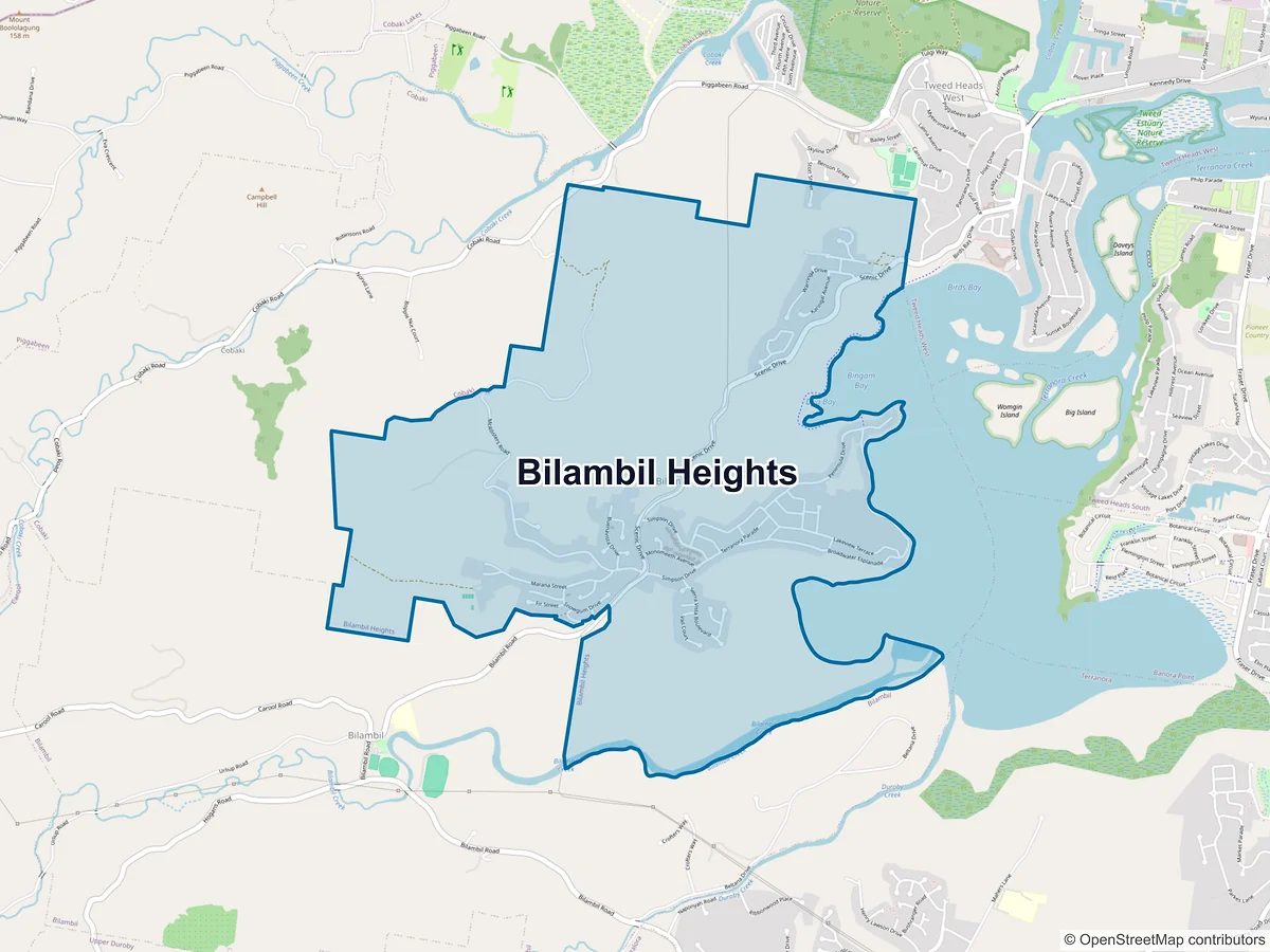 Map of Bilambil Heights, NSW, Australia