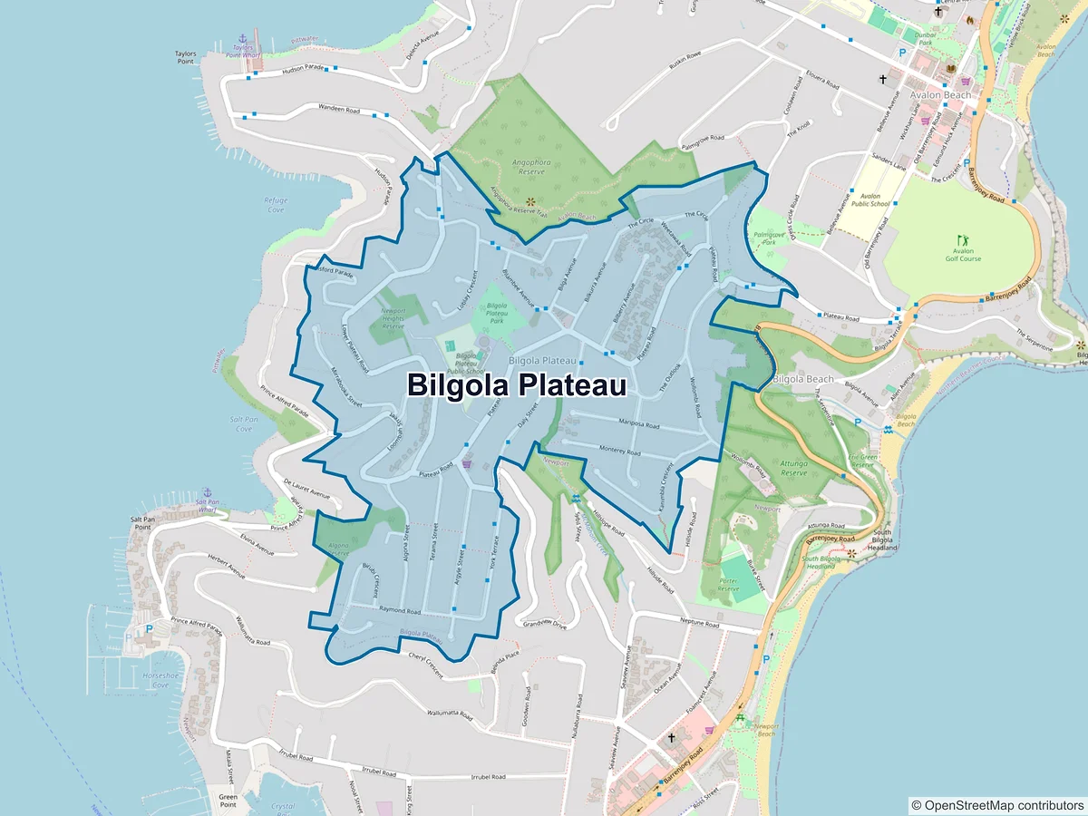 Map of Bilgola Plateau, NSW, Australia