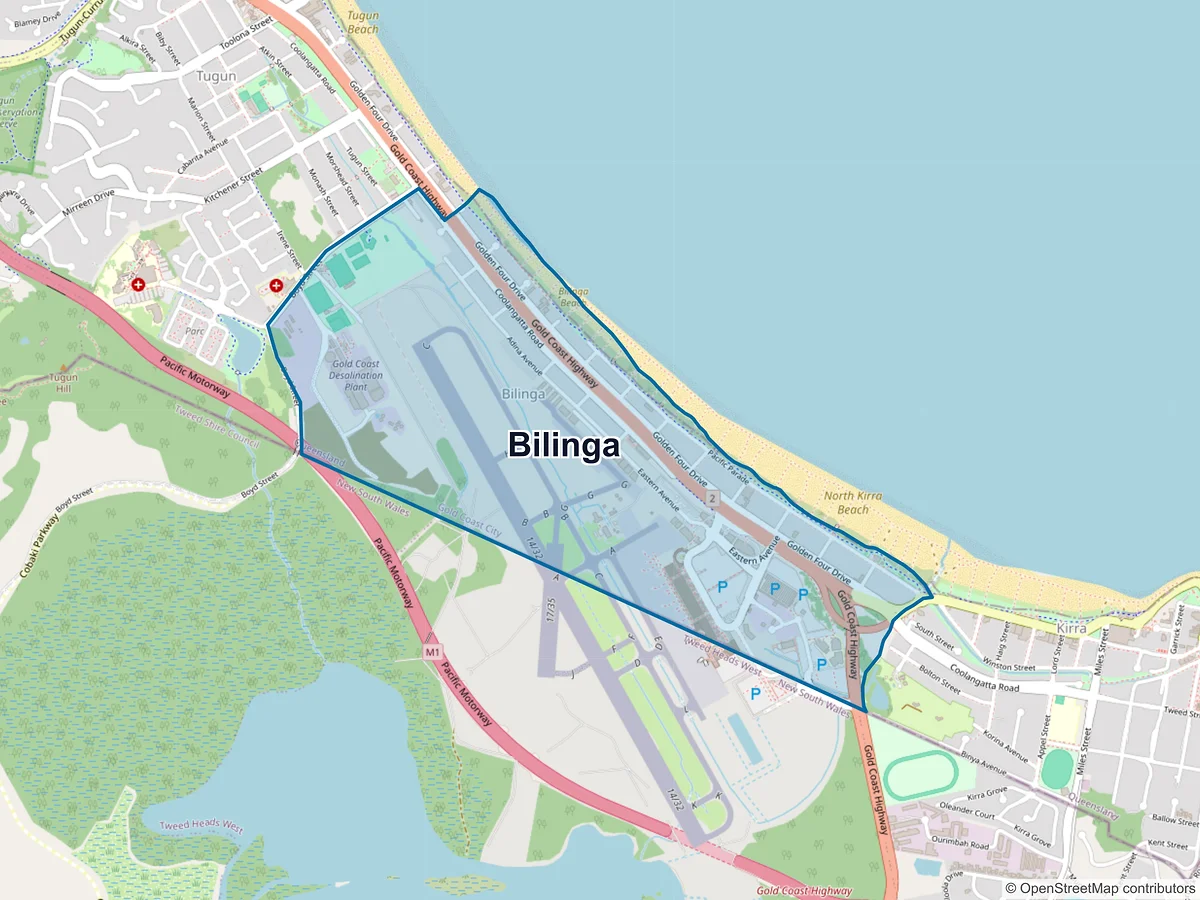 Map of Bilinga, QLD, Australia