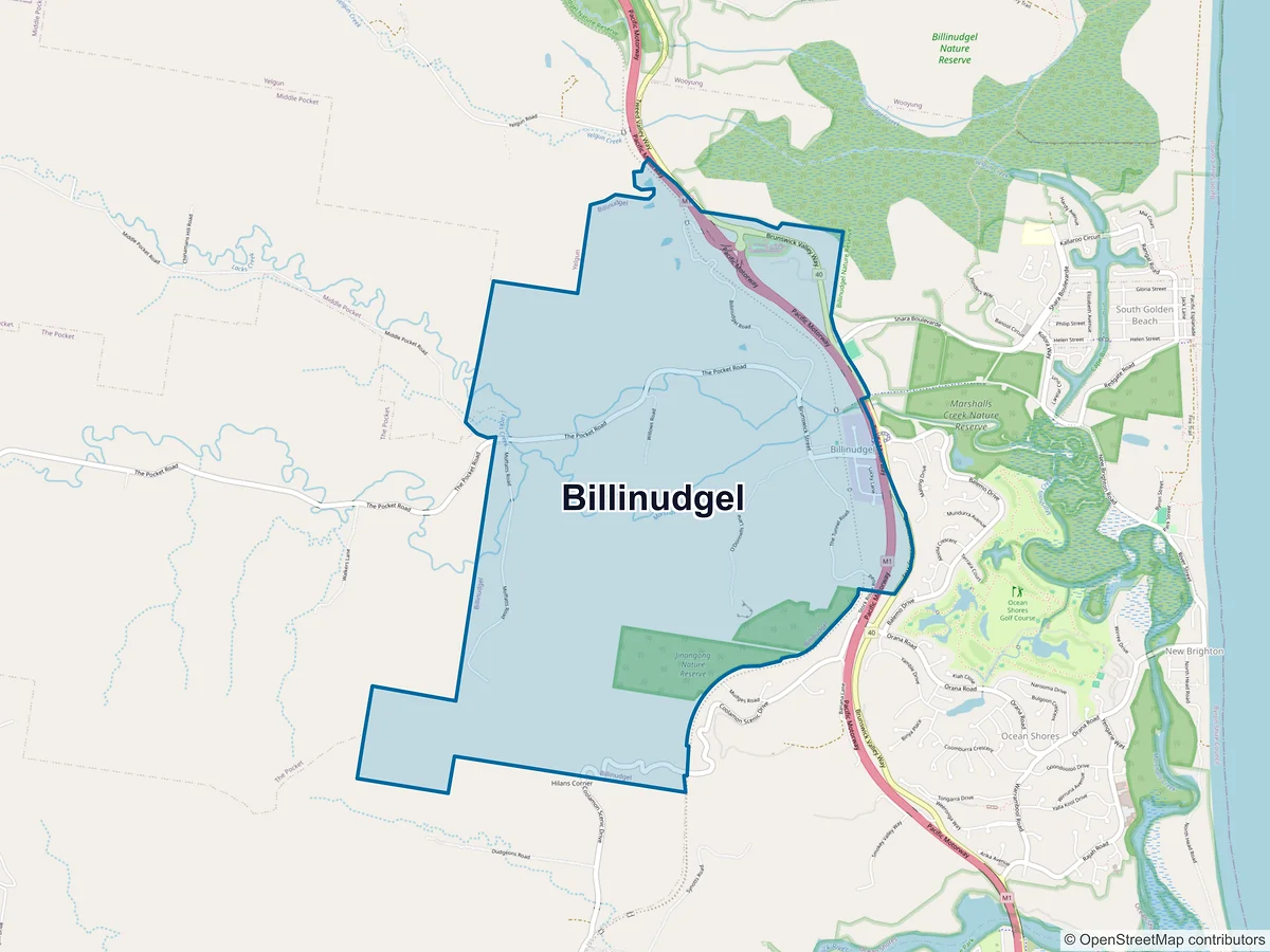Map of Billinudgel, NSW, Australia