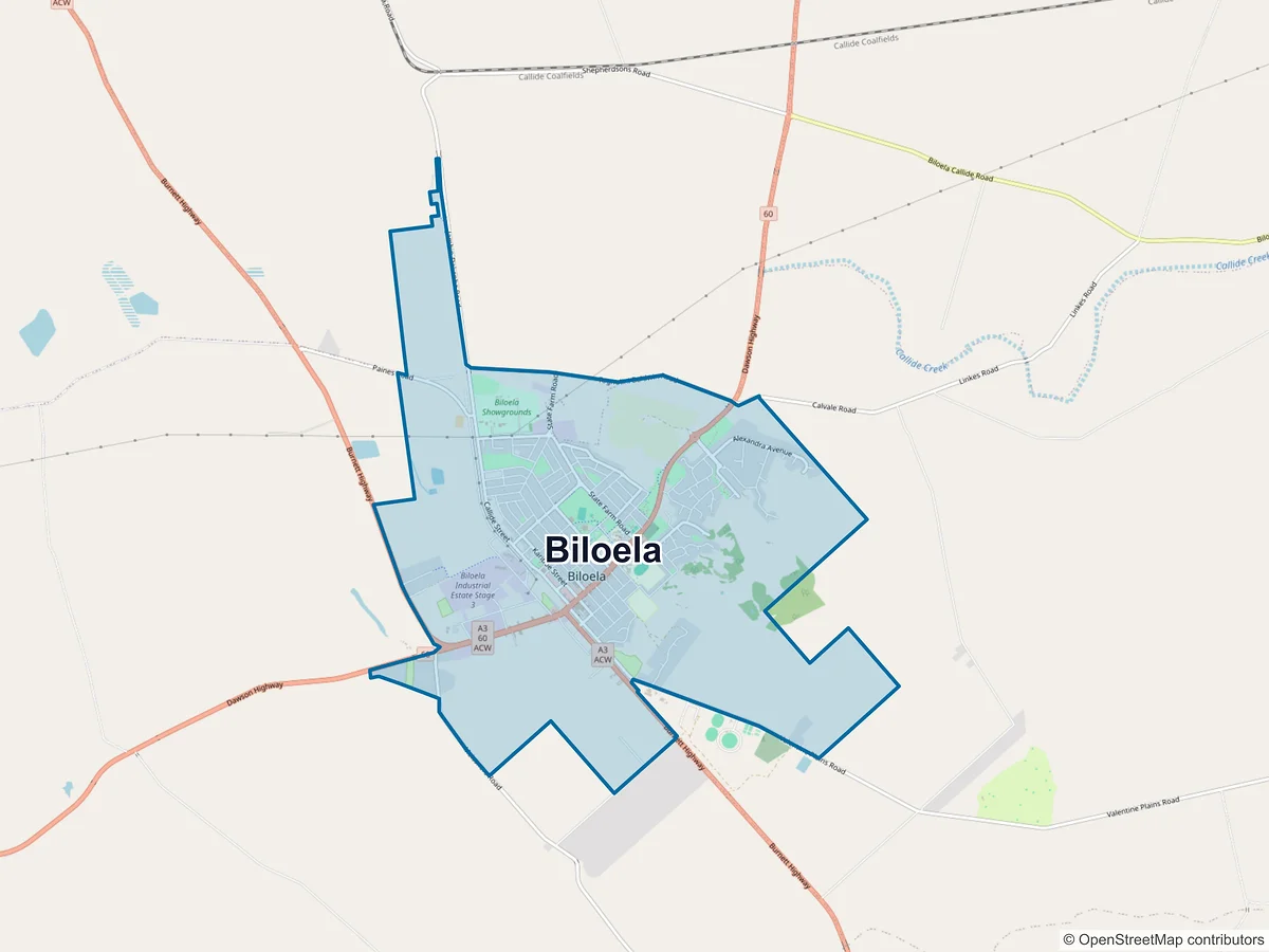 Map of Biloela, QLD, Australia