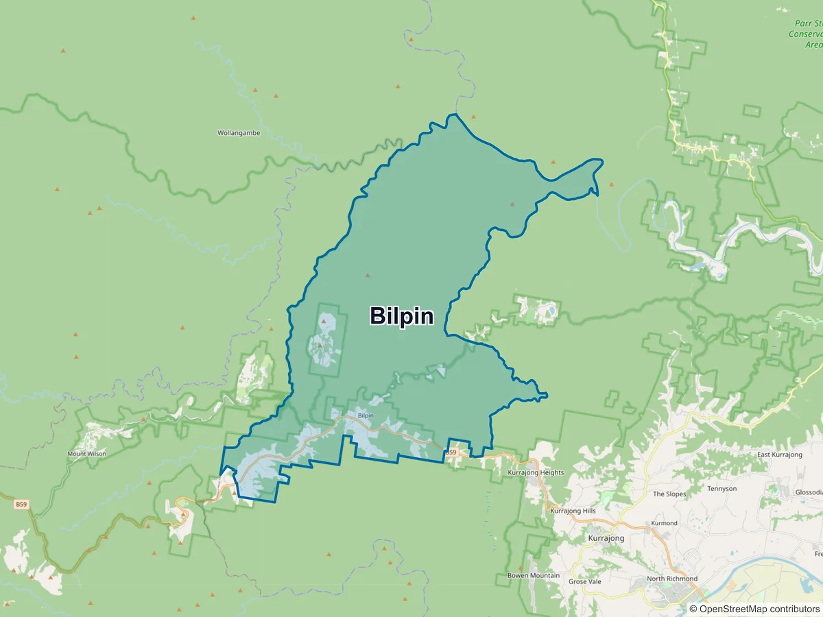 Map of Bilpin, NSW, Australia