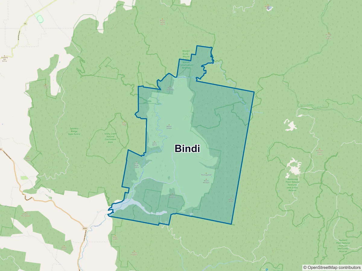 Map of Bindi, VIC, Australia