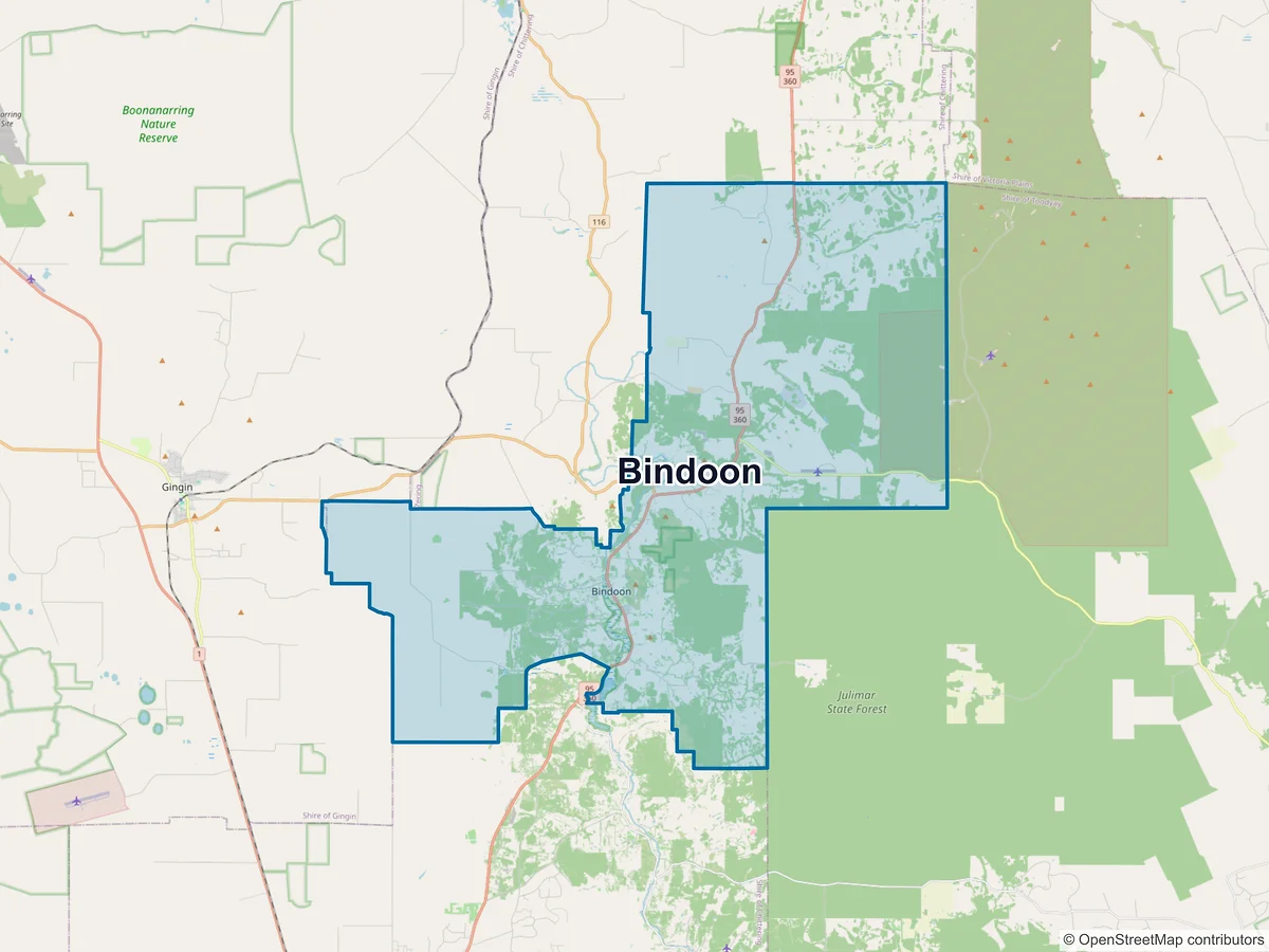 Map of Bindoon, WA, Australia