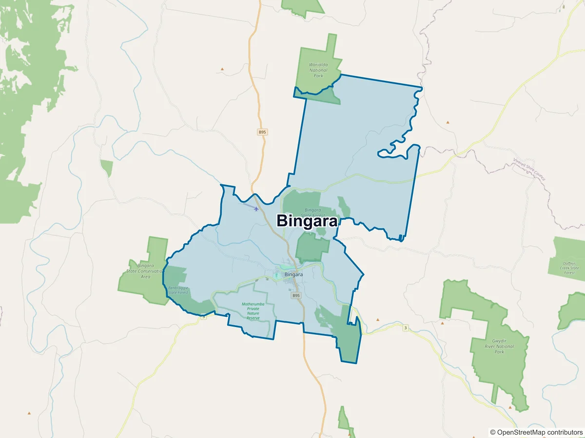 Map of Bingara, NSW, Australia