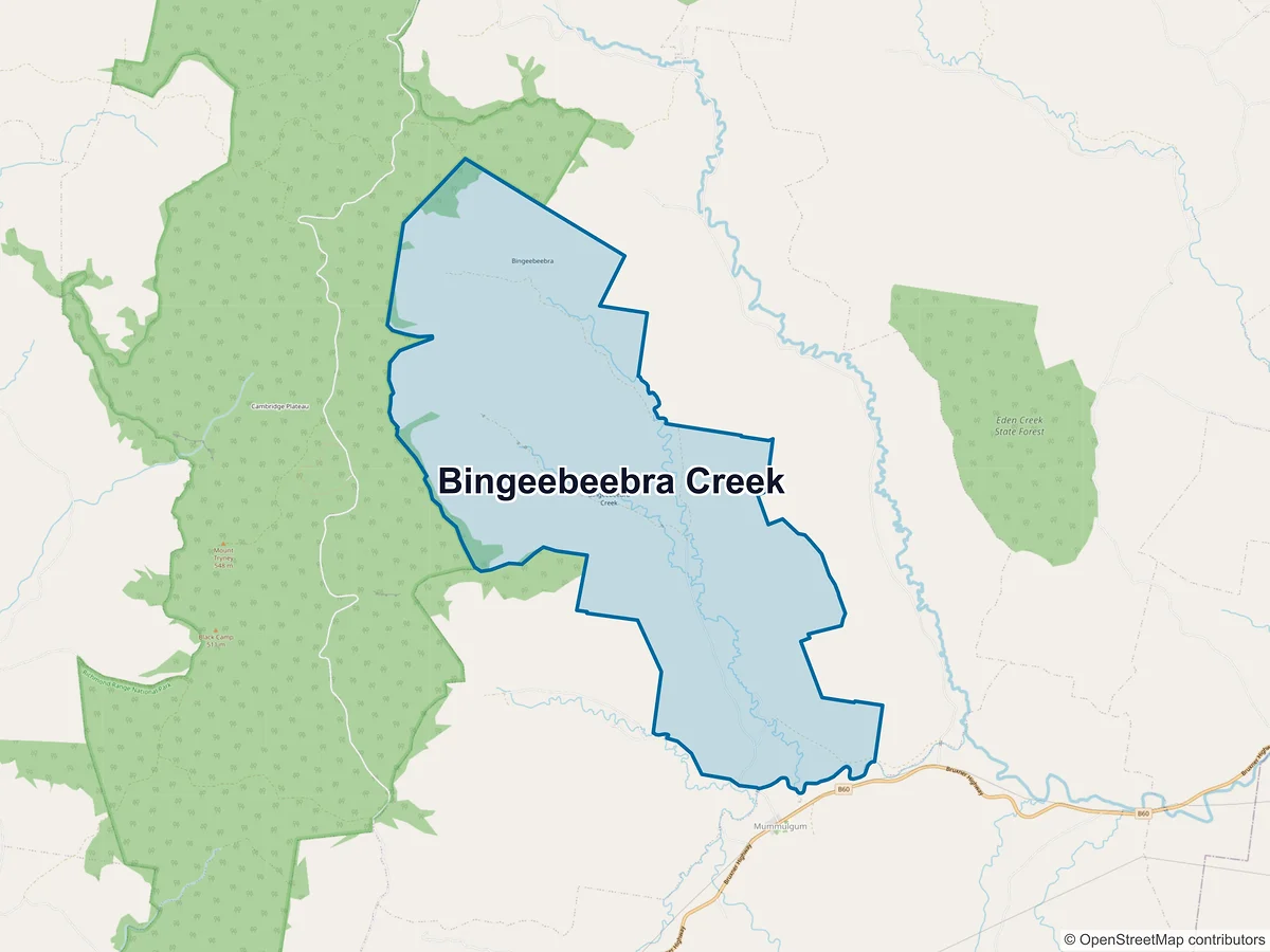 Map of Bingeebeebra Creek, NSW, Australia