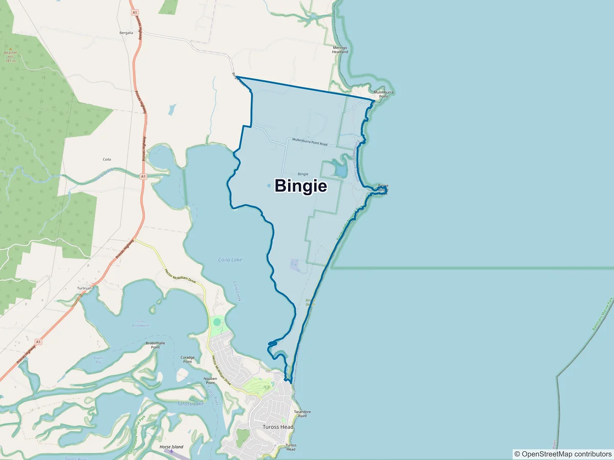 Map of Bingie, NSW, Australia
