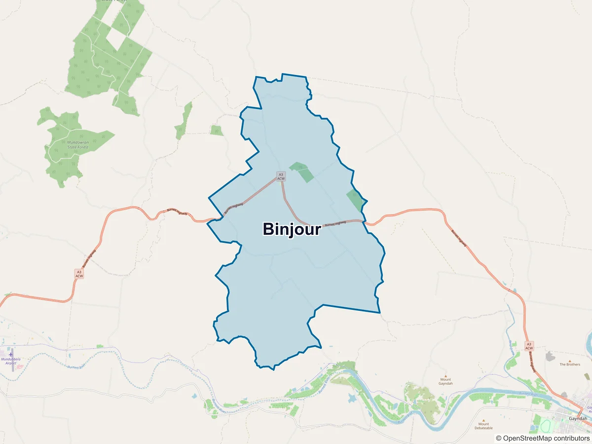 Map of Binjour, QLD, Australia