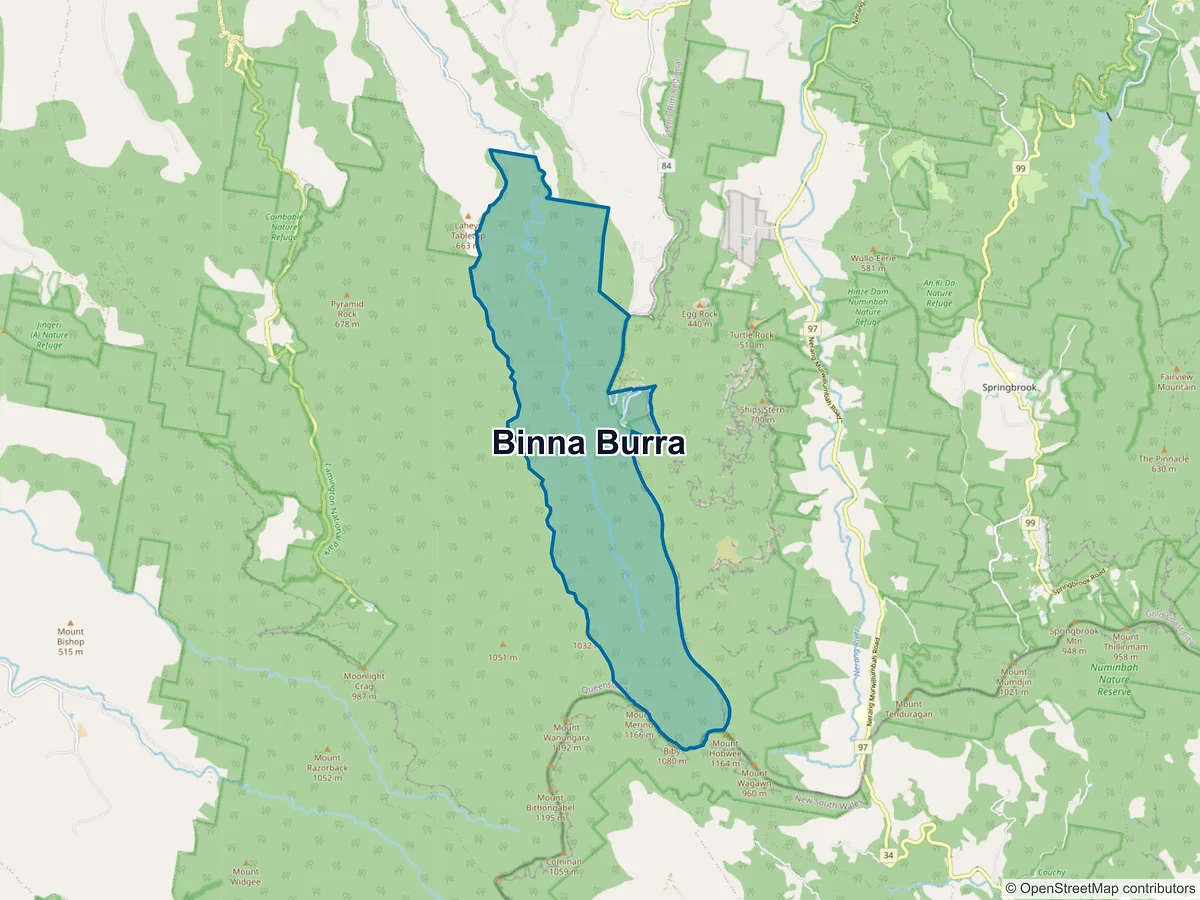 Map of Binna Burra, QLD, Australia