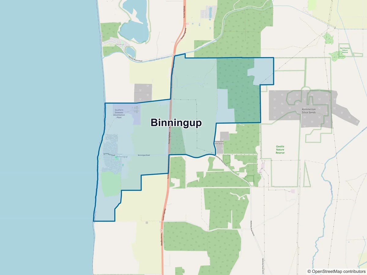 Map of Binningup, WA, Australia