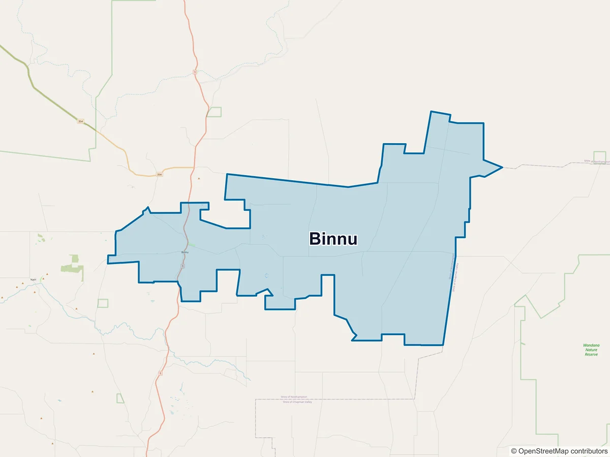 Map of Binnu, WA, Australia