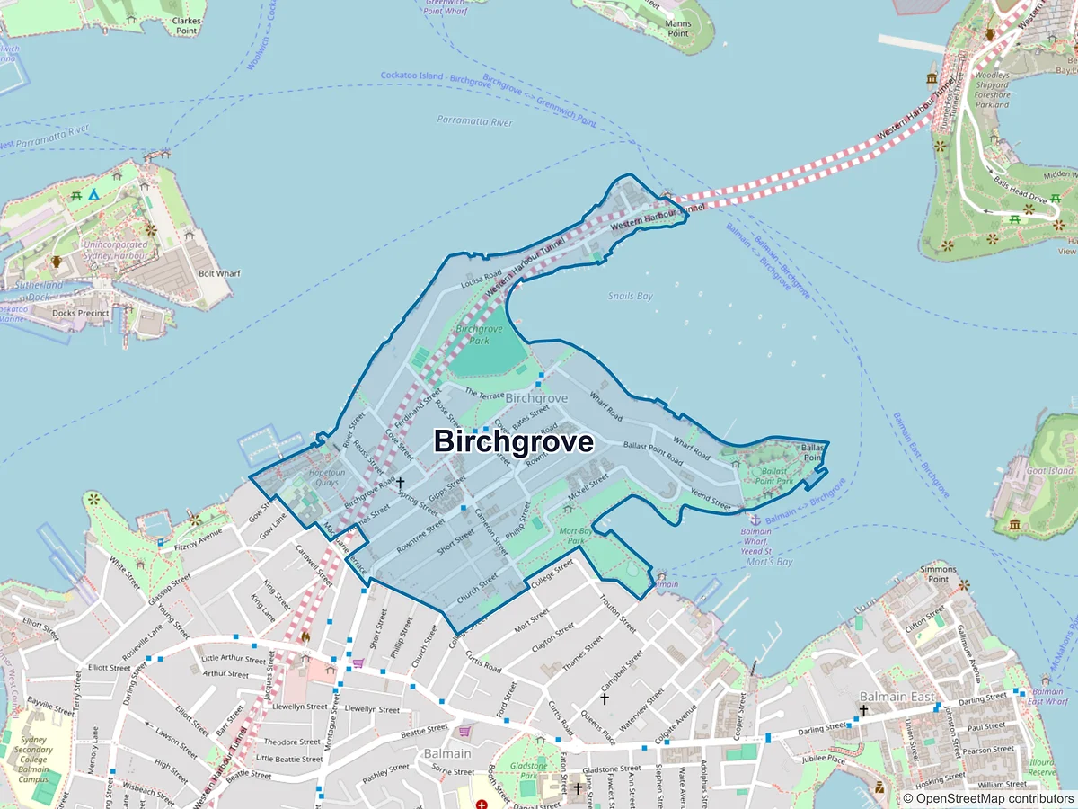 Map of Birchgrove, NSW, Australia