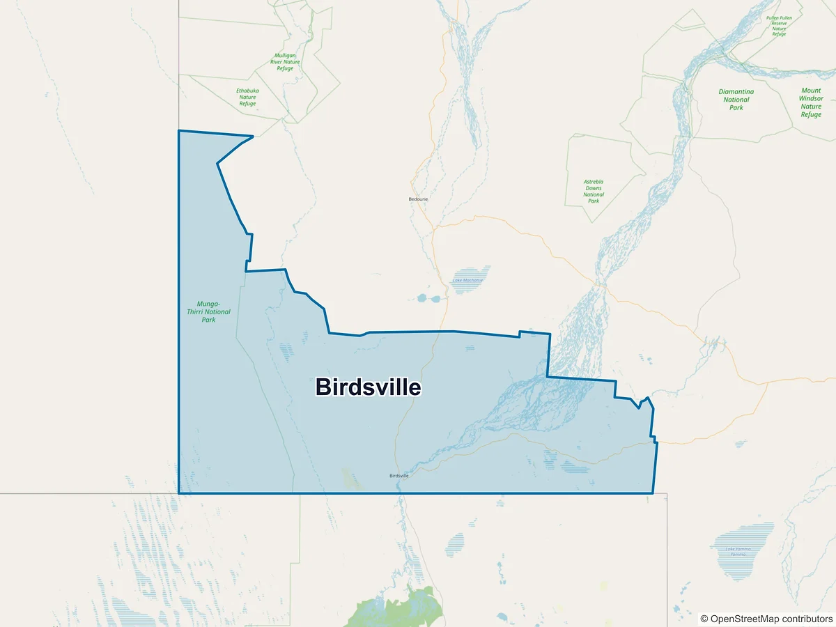 Map of Birdsville, QLD, Australia