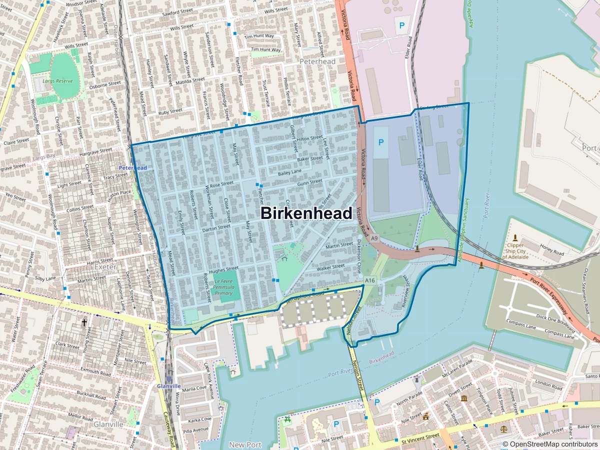 Map of Birkenhead, SA, Australia