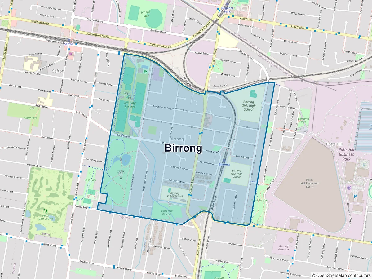 Map of Birrong, NSW, Australia