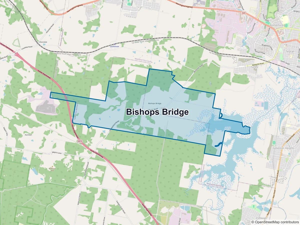 Map of Bishops Bridge, NSW, Australia