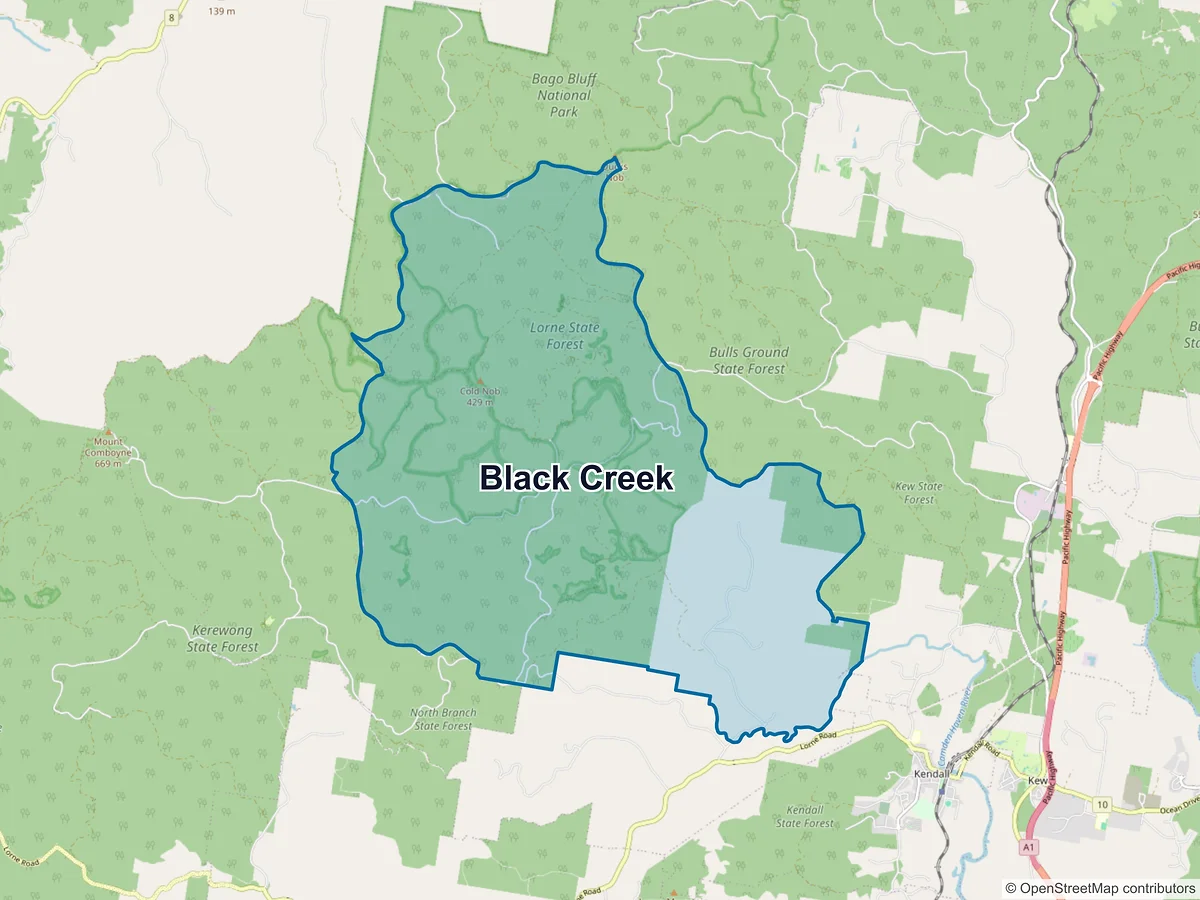 Map of Black Creek, NSW, Australia