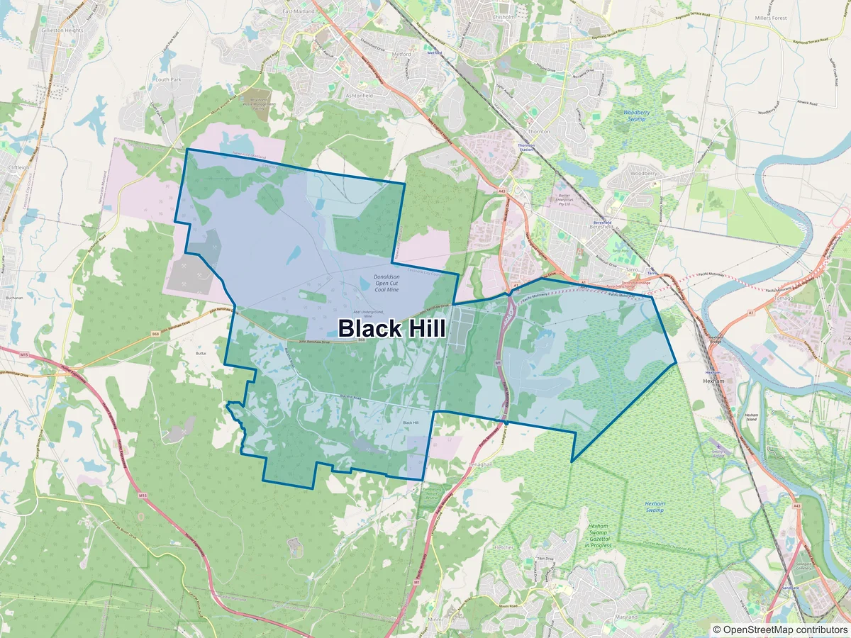 Map of Black Hill, NSW, Australia