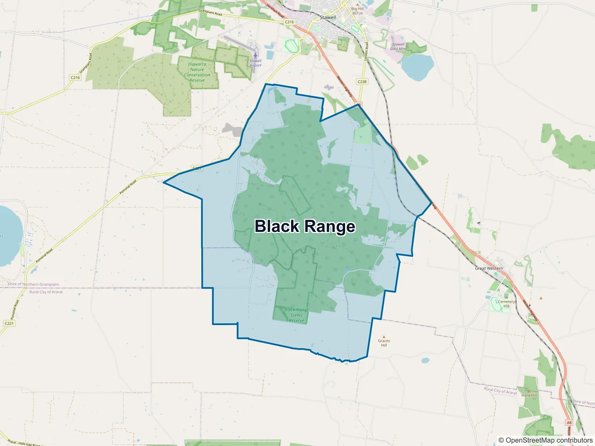 Map of Black Range, VIC, Australia