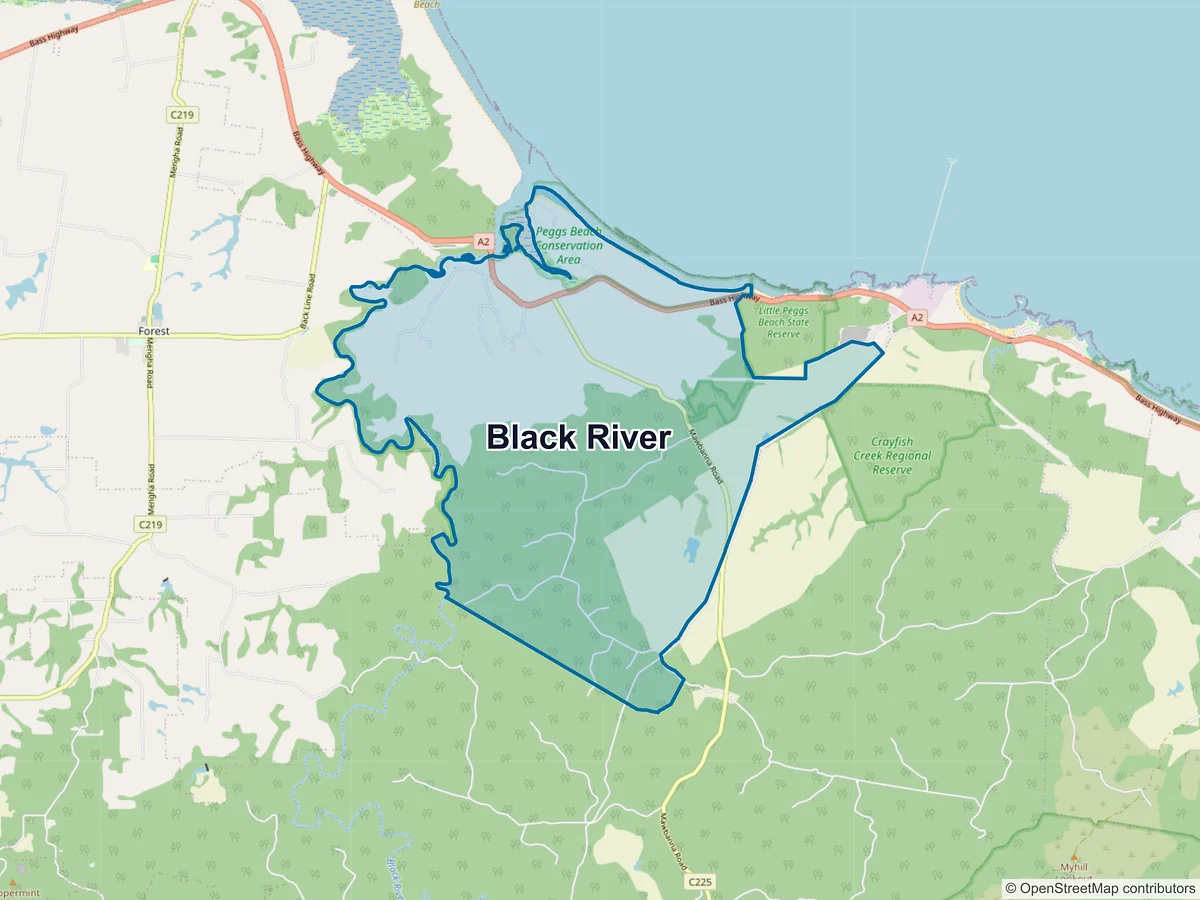 Map of Black River, TAS, Australia