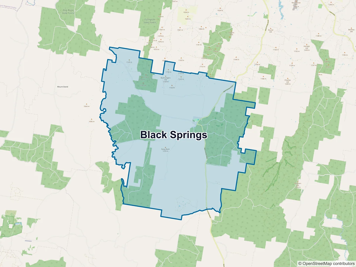Map of Black Springs, NSW, Australia