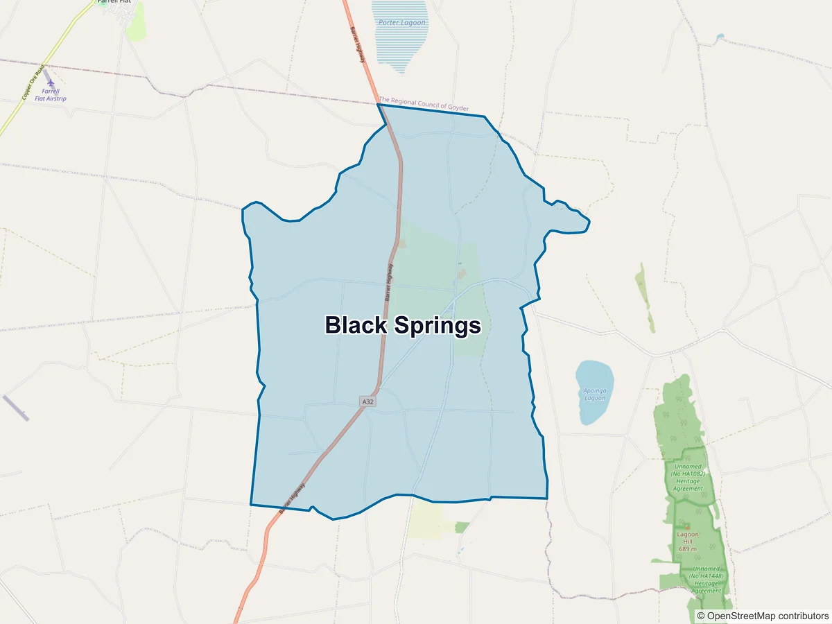 Map of Black Springs, SA, Australia