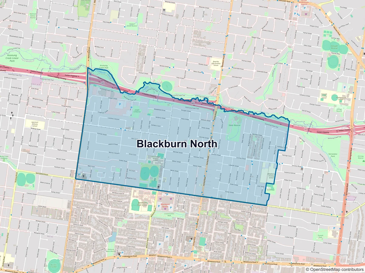 Map of Blackburn North, VIC, Australia