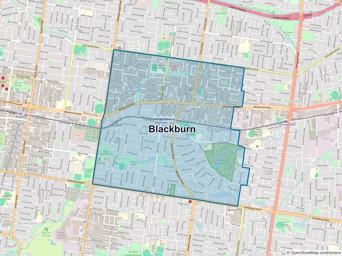 Map of Blackburn, VIC, Australia