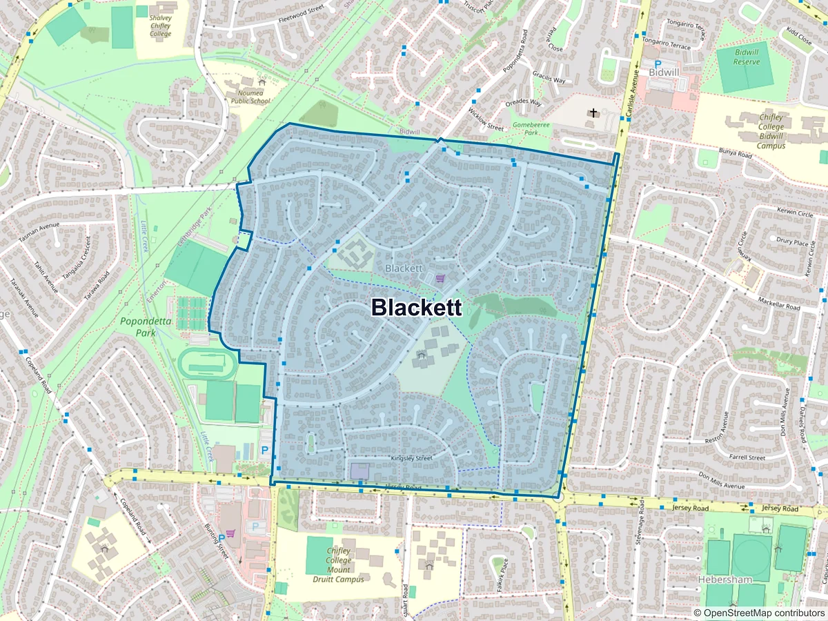 Map of Blackett, NSW, Australia