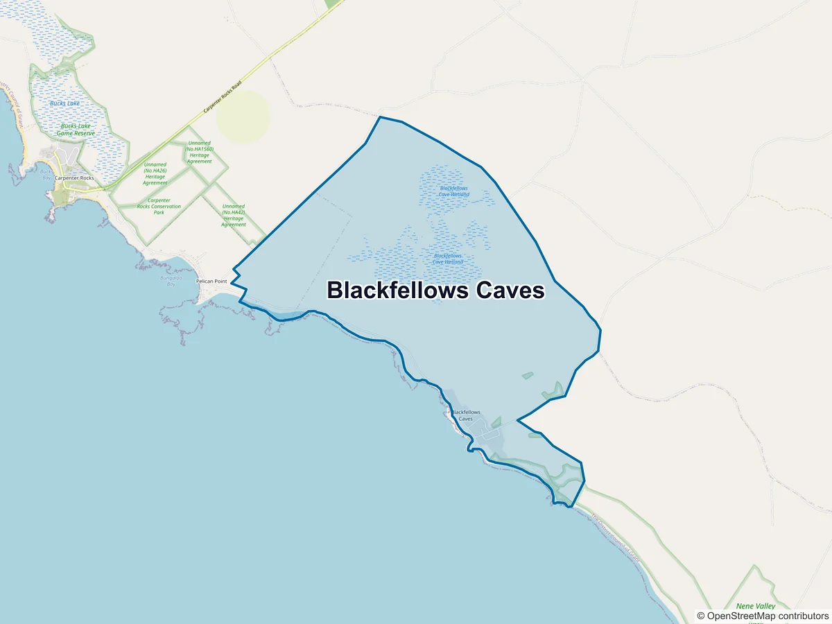 Map of Blackfellows Caves, SA, Australia