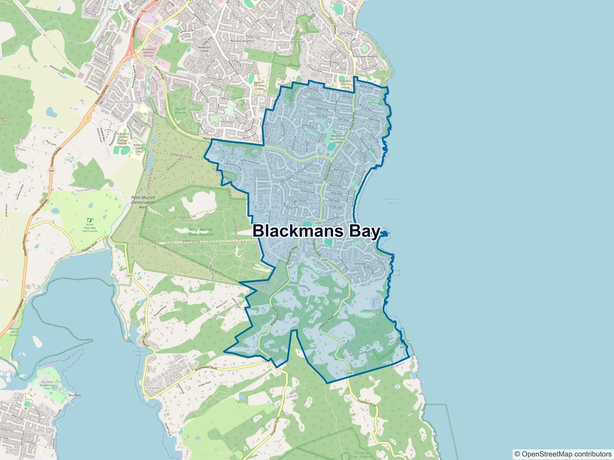 Map of Blackmans Bay, TAS, Australia