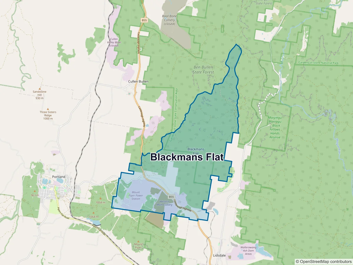 Map of Blackmans Flat, NSW, Australia
