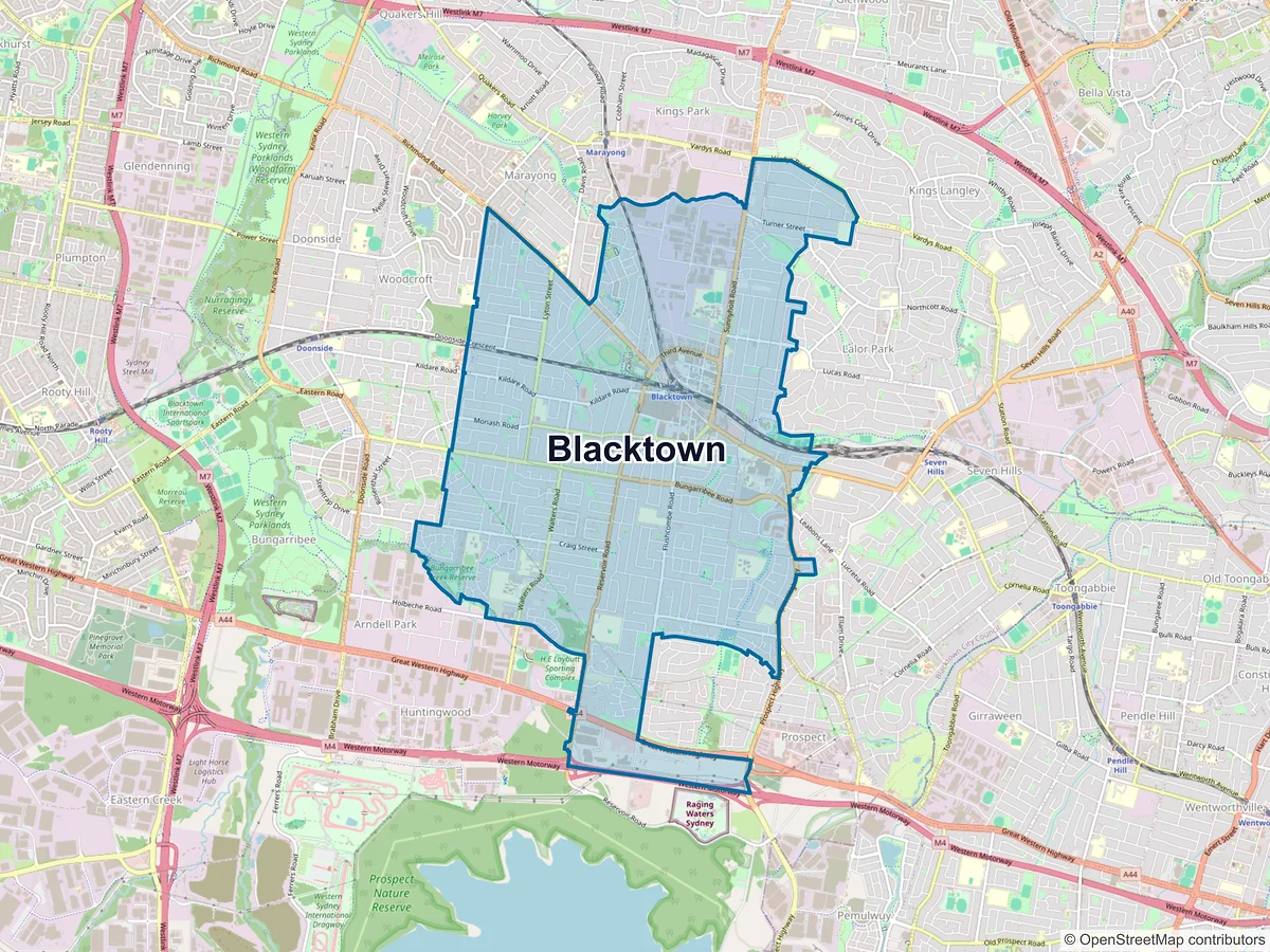 Map of Blacktown, NSW, Australia