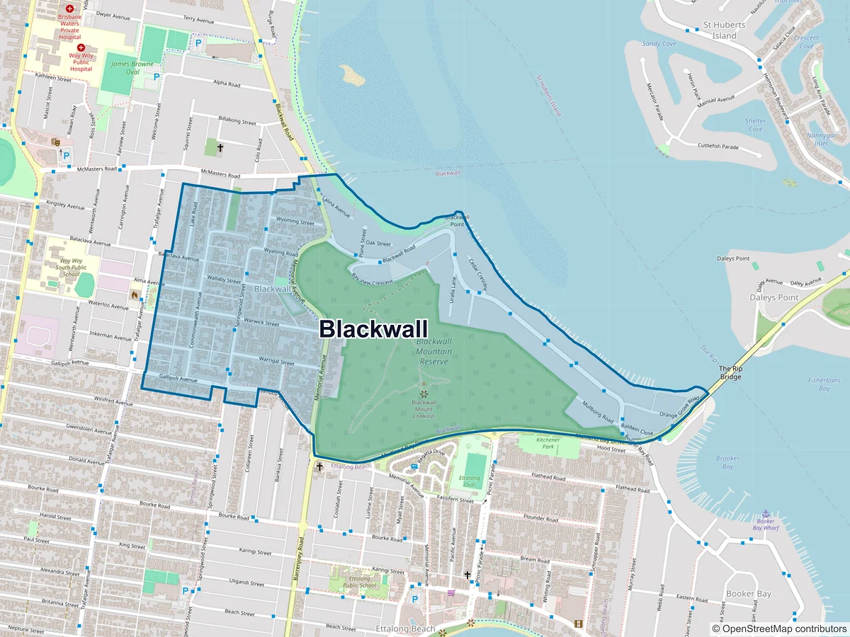 Map of Blackwall, NSW, Australia