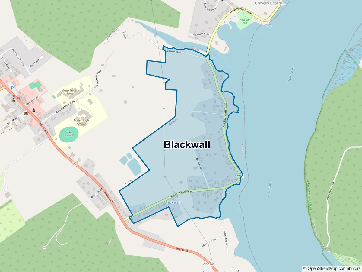 Map of Blackwall, TAS, Australia