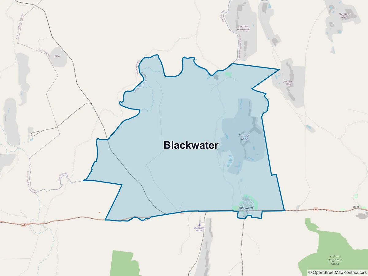 Map of Blackwater, QLD, Australia