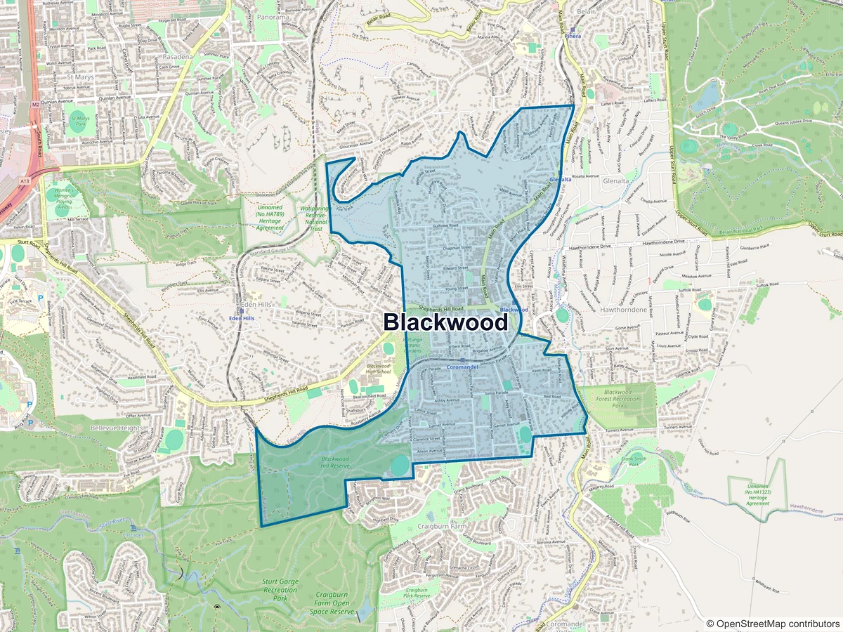 Map of Blackwood, SA, Australia