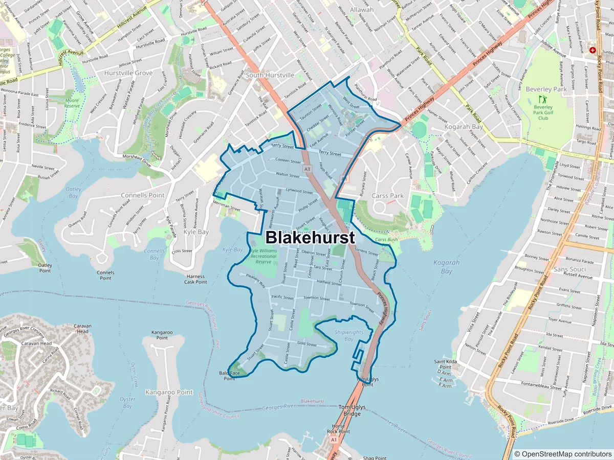 Map of Blakehurst, NSW, Australia