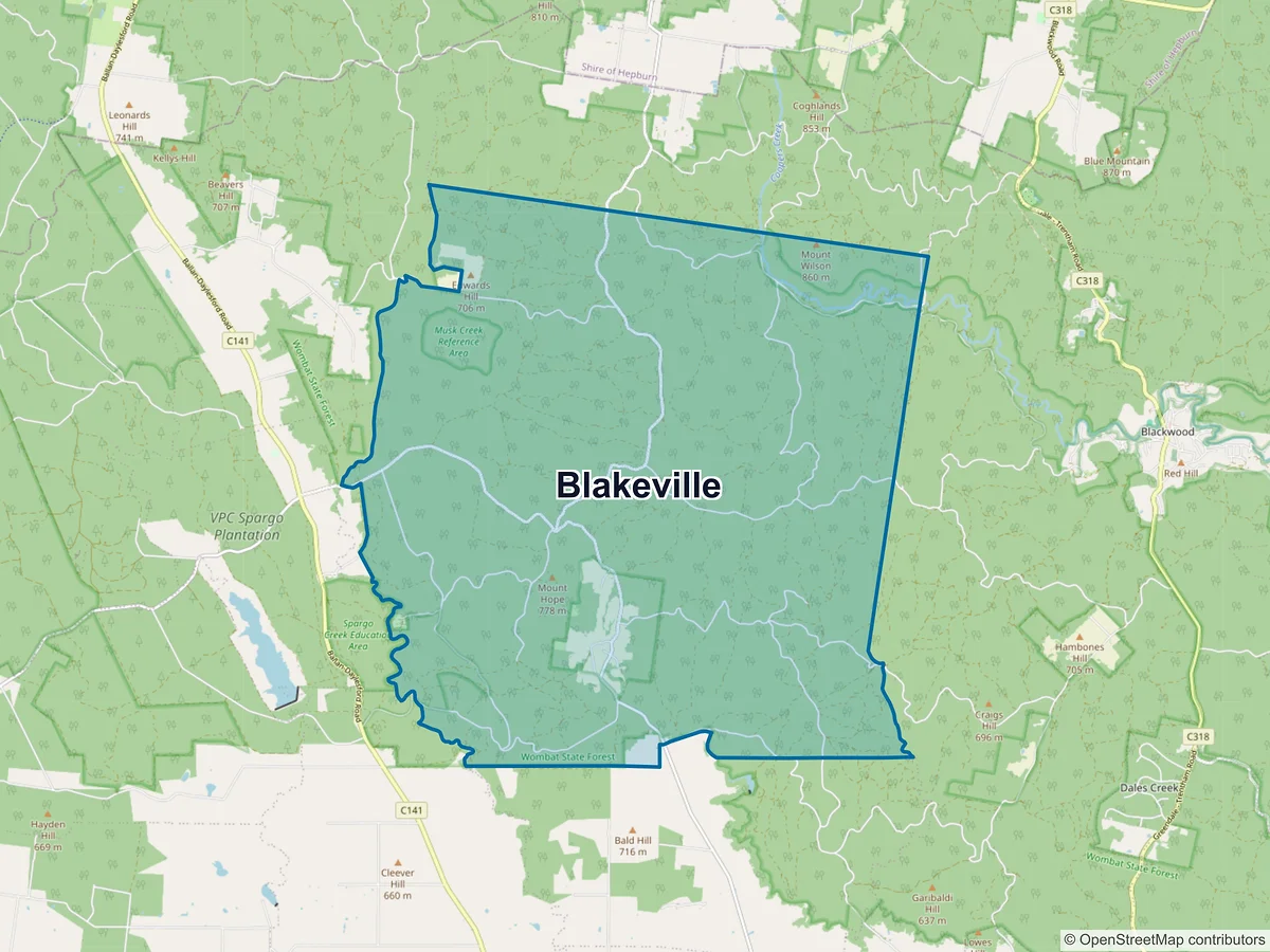 Map of Blakeville, VIC, Australia
